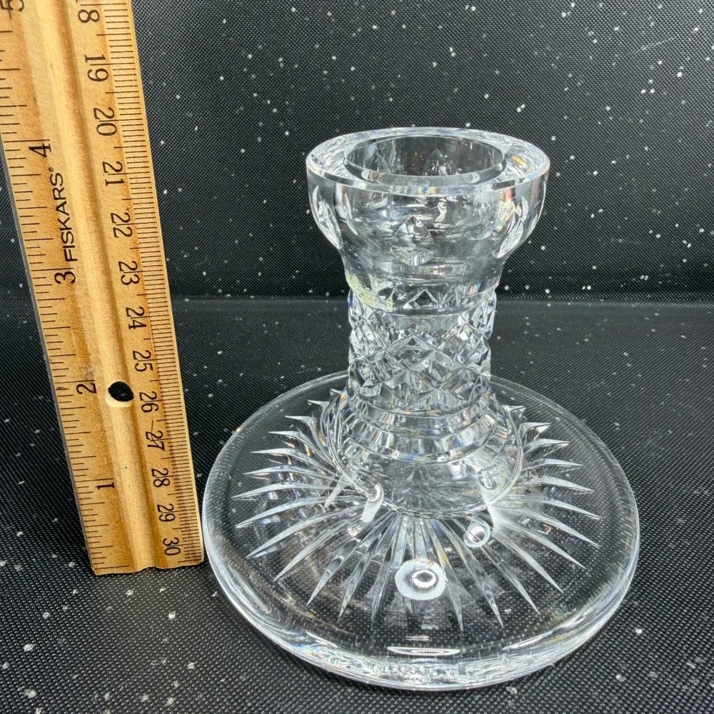 Waterford Crystal Candlestick Pair 4 Inch Cut Glass Candle Holders Thick Heavy